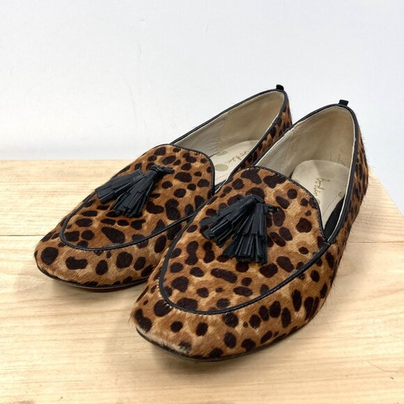 Boden Ines Loafers, Size 6, 36.5 Leather Calf Hair Animal Print Tassels Flats - Picture 8 of 12
